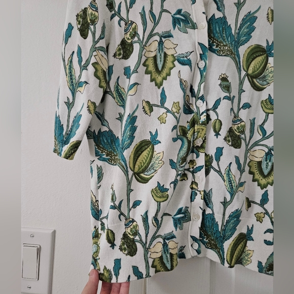 LOFT White, Turquoise Blue, and Green Button-Up Cardigan, Size S - Picture 4 of 6